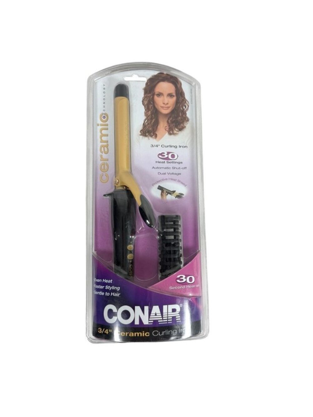 Conair Tourmaline Ceramic 3/4" Curling Iron Purple 30 Heat Settings CD100XCS NEW